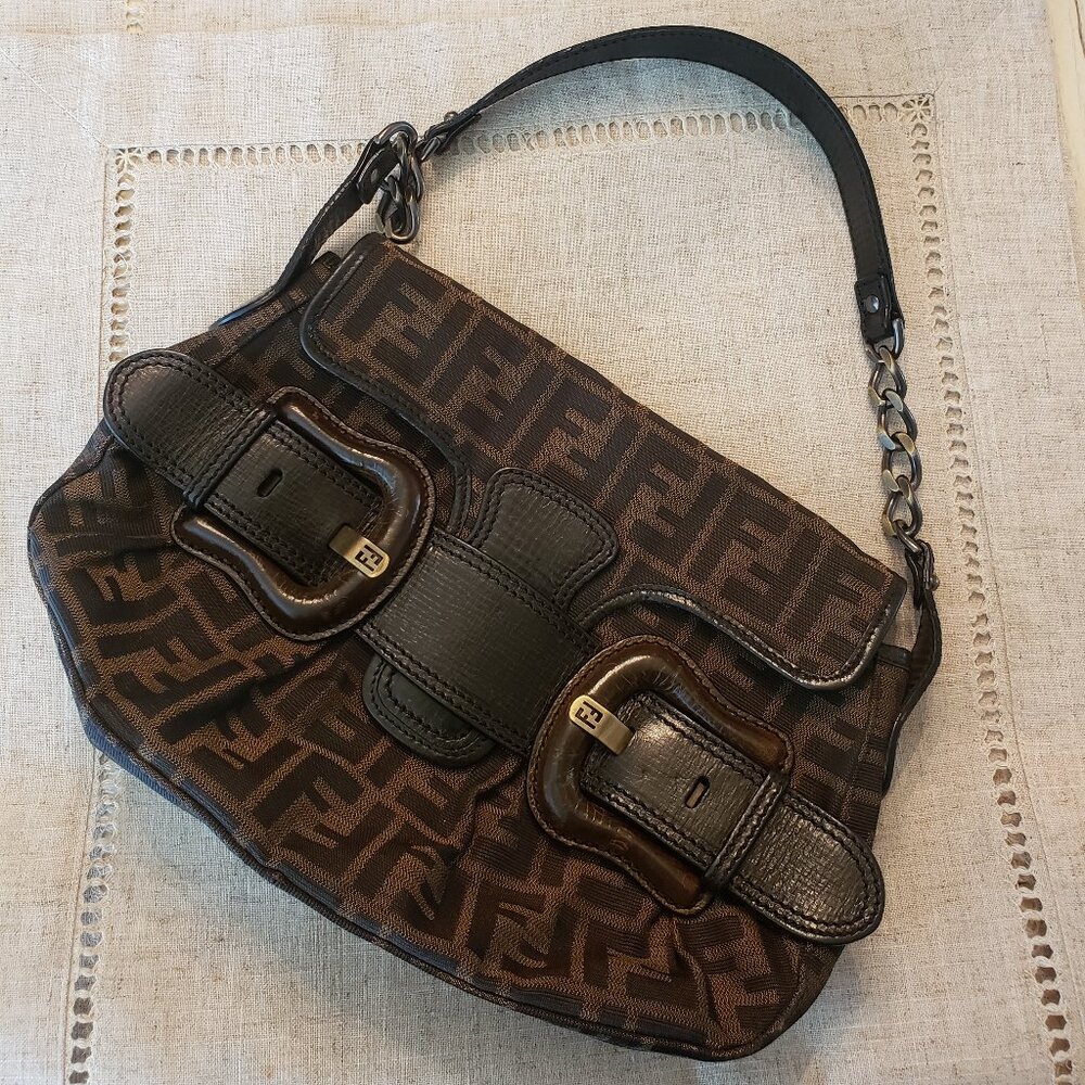Authentic Fendi B Bis Zucca Canvas